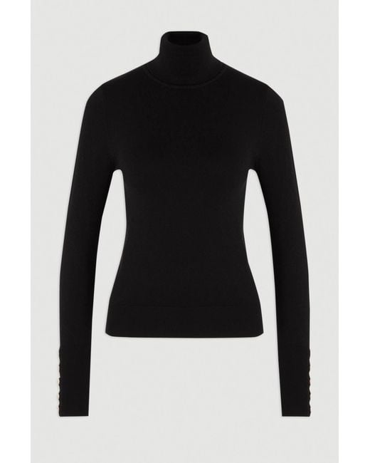Karen Millen Blue Forever Viscose Blend Roll Neck Knit Jumper