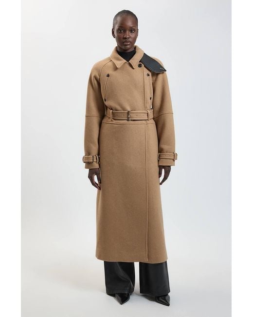 Karen Millen Natural Wool Tailored Trench Coat