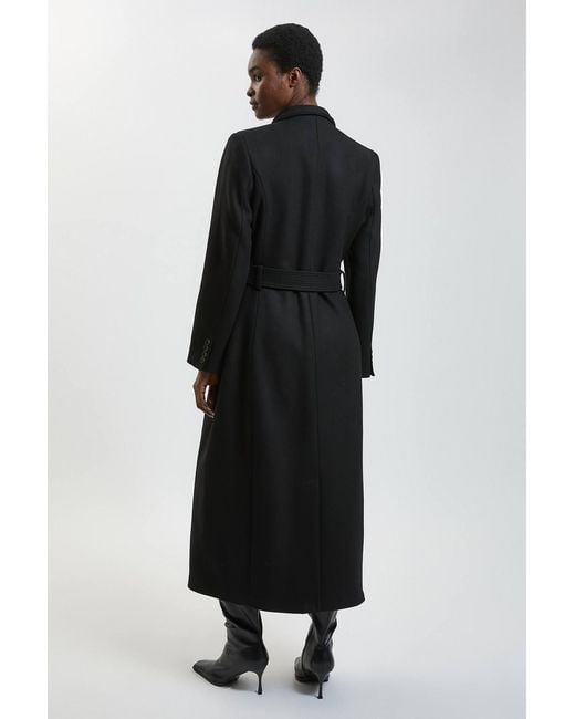 Karen Millen Black Petite Wool Investment Notch Neck Tailored Maxi Coat
