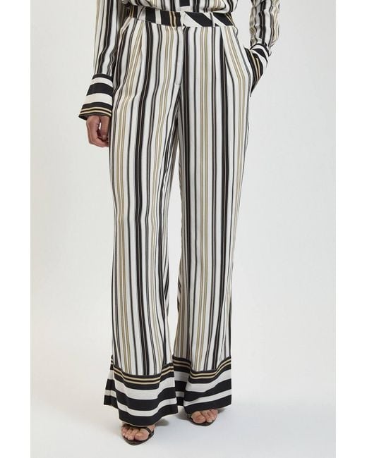 Karen Millen White Petite Contrast Stripe Viscose Co Ord Trouser