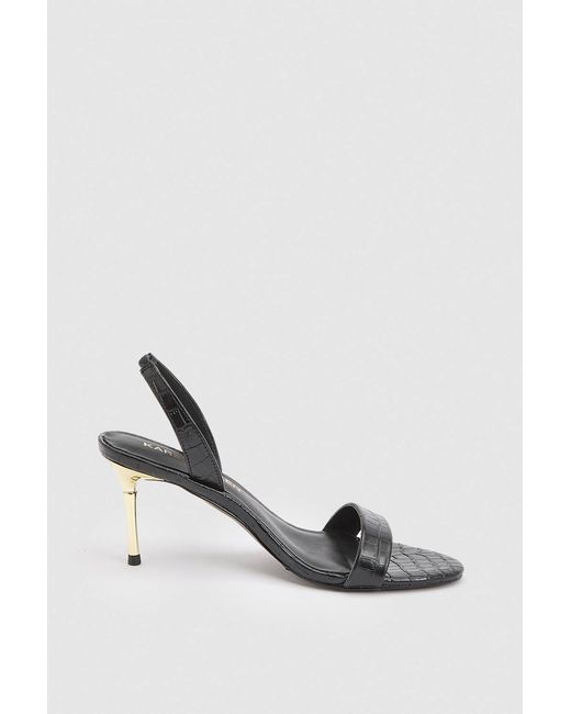 Karen Millen Multicolor Leather Croc Print Strappy Heeled Sandal