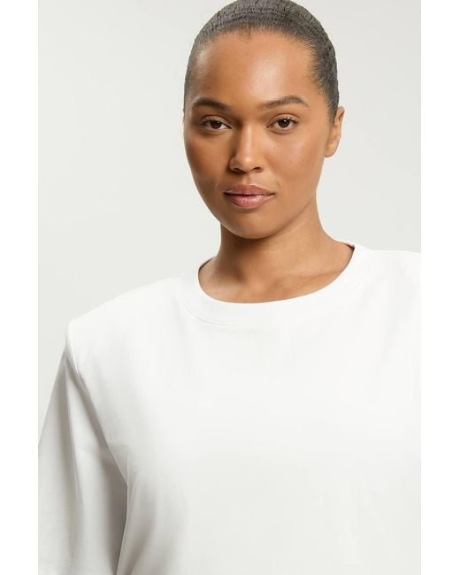 Karen Millen White Plus Size Power Shoulder Jersey T-Shirt