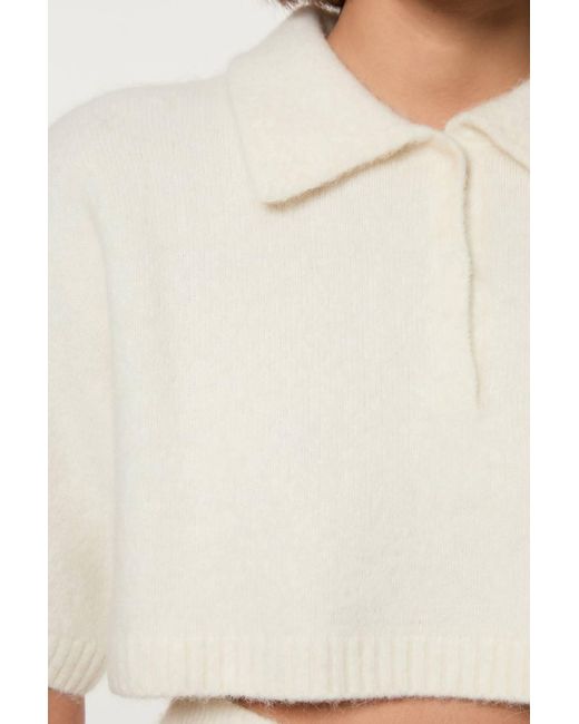 Karen Millen White Alpaca Wool Fluffy Knit Polo Top