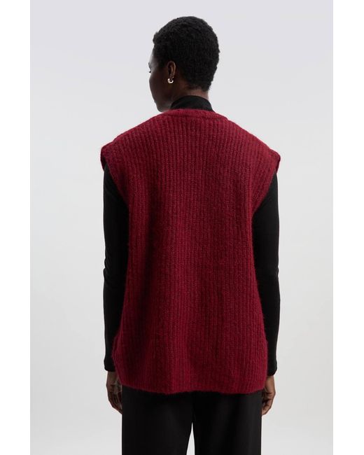 Karen Millen Red Cosy Knit Waistcoat Top