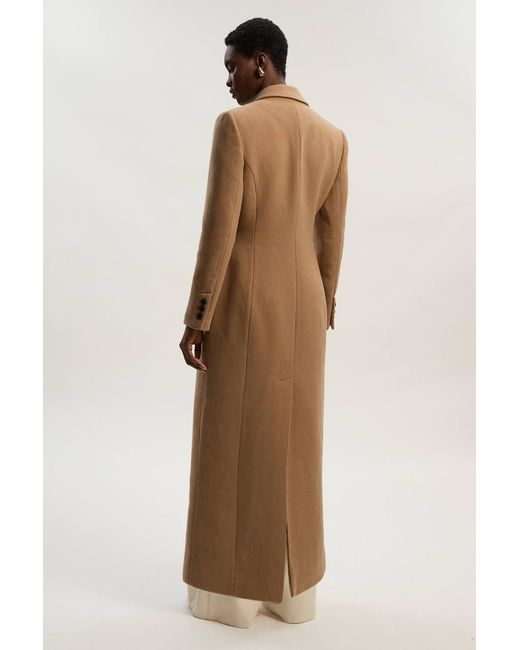 Karen Millen Natural Forever Wool Blend Tailored Fitted Maxi Coat