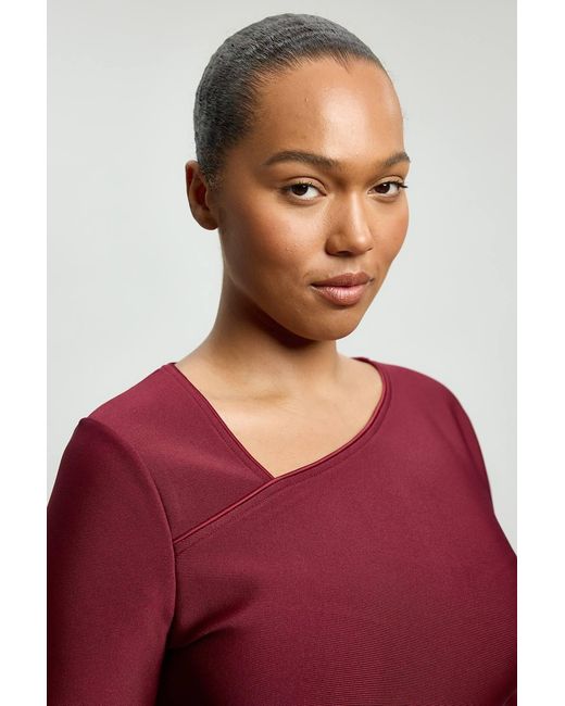 Karen Millen Red Plus Size Bandage Asymmetric Long Sleeve Top