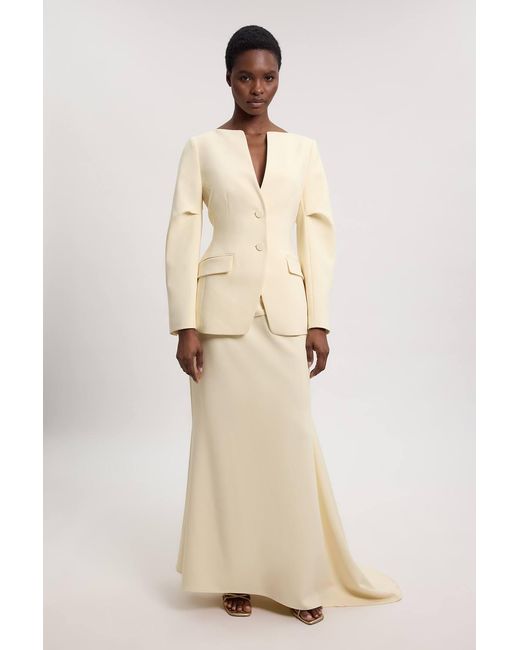 Karen Millen Natural Compact Strech Waterfall Maxi Skirt