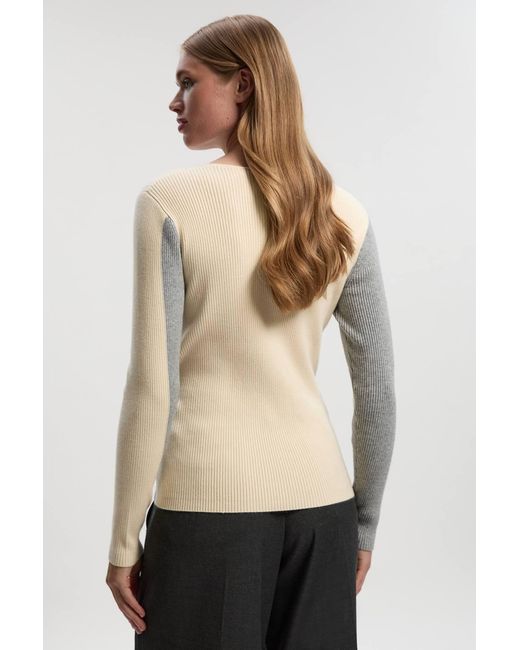 Karen Millen Natural Soft Rib Wrap Front Knitted Jumper