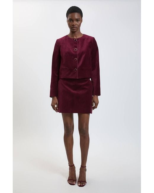 Karen Millen Tailored Velvet Collarless Jacket