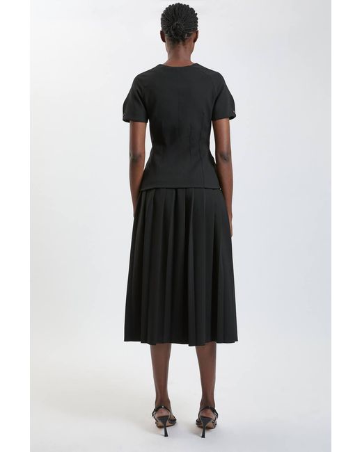 Karen Millen Black Compact Stretch Midi Dress