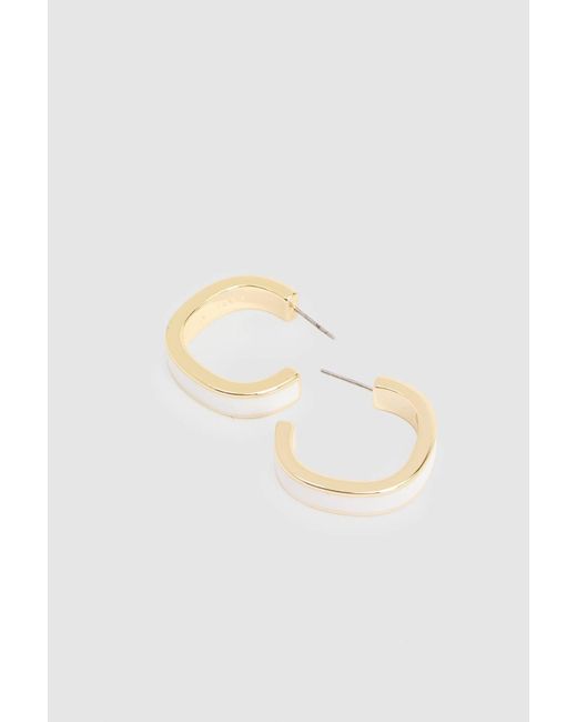 Karen Millen Metallic Logo Emanel Hoop Earrings