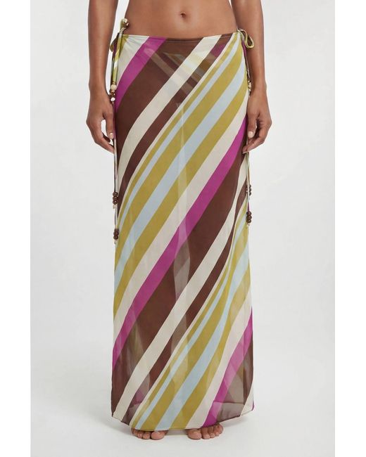 Karen Millen White Beach Viscose Georgette Cover Up Tie Waist Skirt