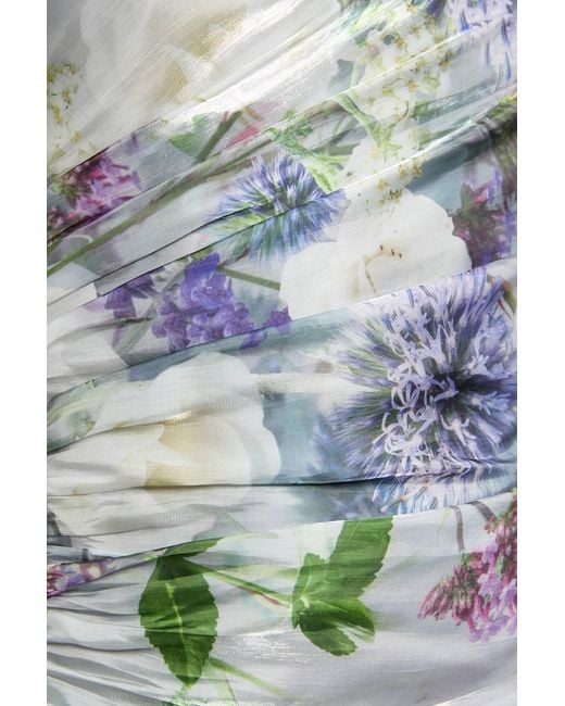 Karen Millen White Printed Metallic Floral Woven Maxi Dress