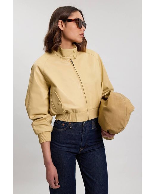 Karen Millen Natural Leather Bomber Jacket