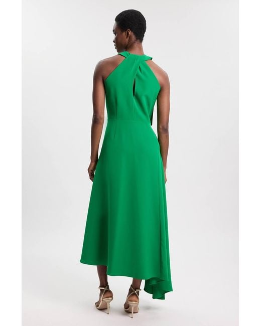 Karen Millen Green Soft Tailored Colour Block Detail Midi Dress
