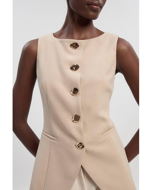 Karen Millen Natural Compact Essential Button Detail Waistcoat