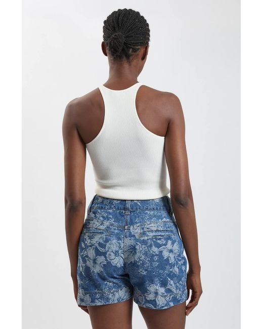 Karen Millen Blue Jacquard Denim Shorts