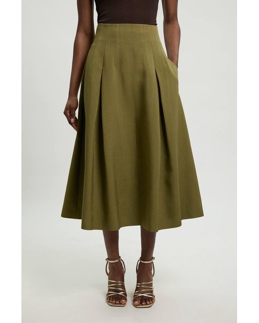 Karen Millen Green Viscose Blend Tailored Full Skirt