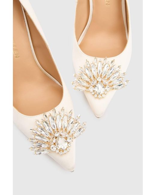 Karen Millen White Satin Stiletto Embellished Heeled Shoe