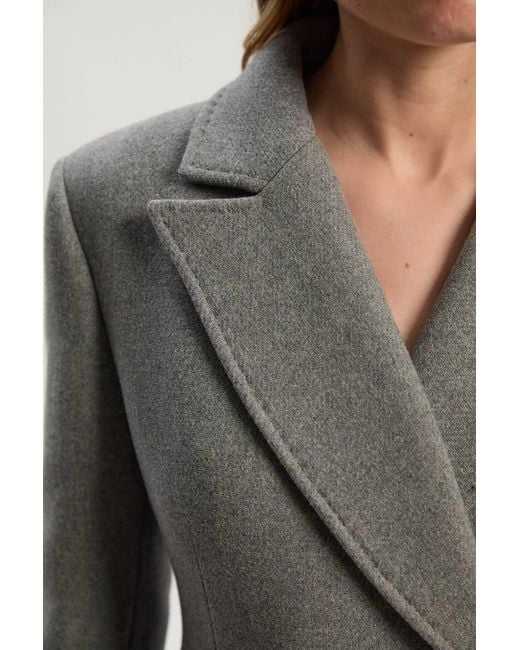 Karen Millen Gray Forever Wool Blend Tailored Fitted Maxi Coat
