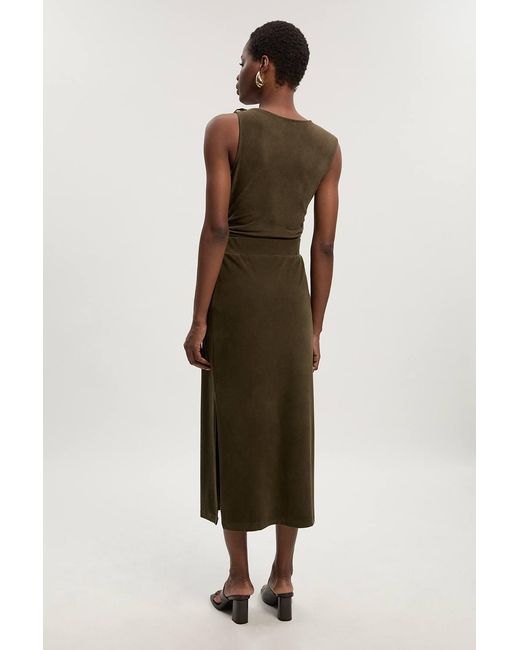 Karen Millen Green Brushed Textured Jersey Midi Pencil Skirt