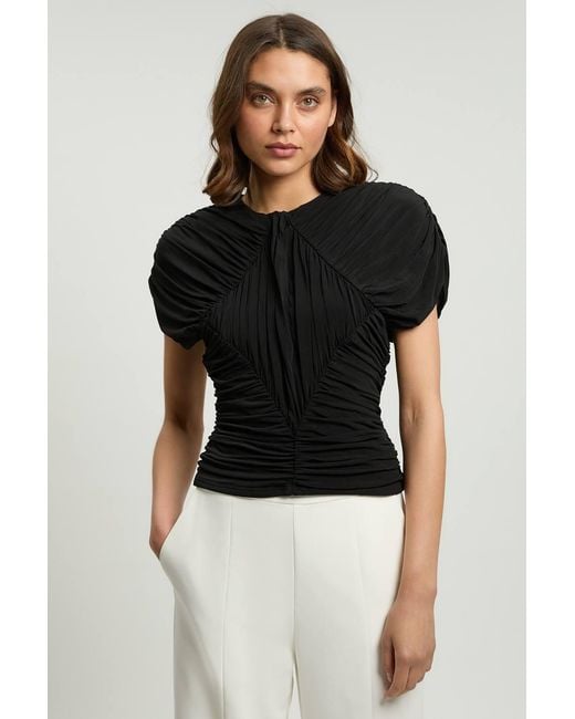 Karen Millen Black Premium Ruched Jersey Cut Out Back Top