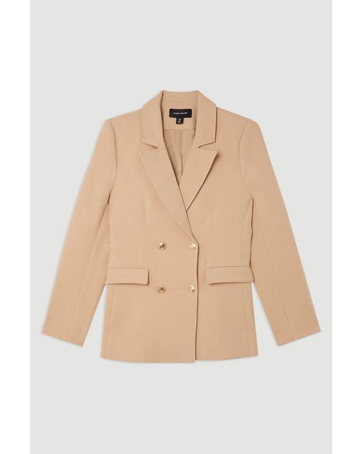 Karen Millen Natural Compact Stretch Essential Tailored Doubled Breasted Blazer