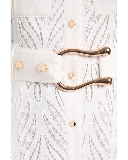 Karen Millen Natural Petite Cotton Cutwork Woven Shirt Midi Dress
