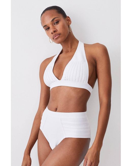 Karen Millen White Bandage Sheer Stripe Bikini Bottoms