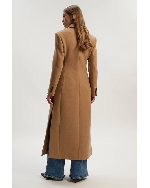 Karen Millen Blue Wool Double Breasted Tailored Maxi Coat