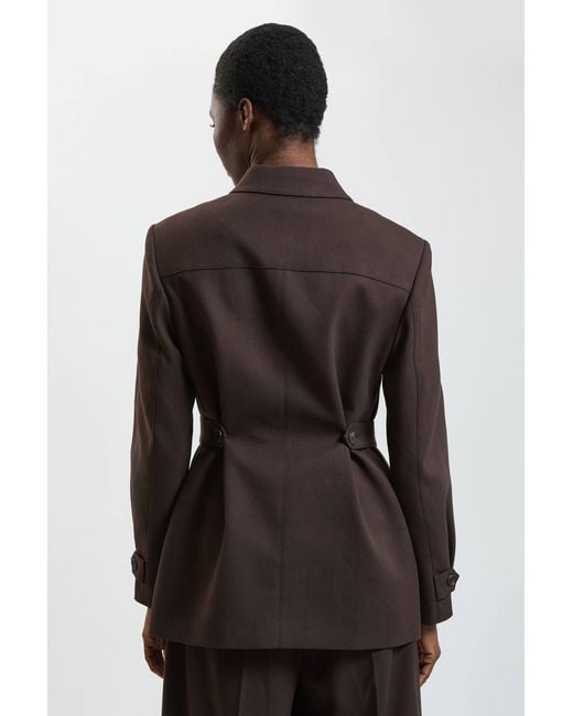 Karen Millen Brown Herringbone Texture Utility Jacket