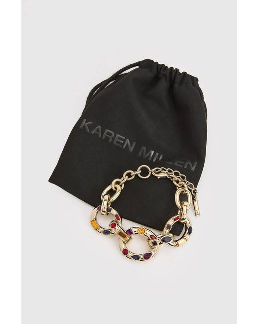 Karen Millen Red Crystal Chain Statement Bracelet
