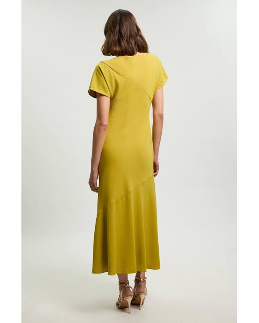 Karen Millen Yellow Petite Print Twill Angel Sleeve Woven Maxi Dress