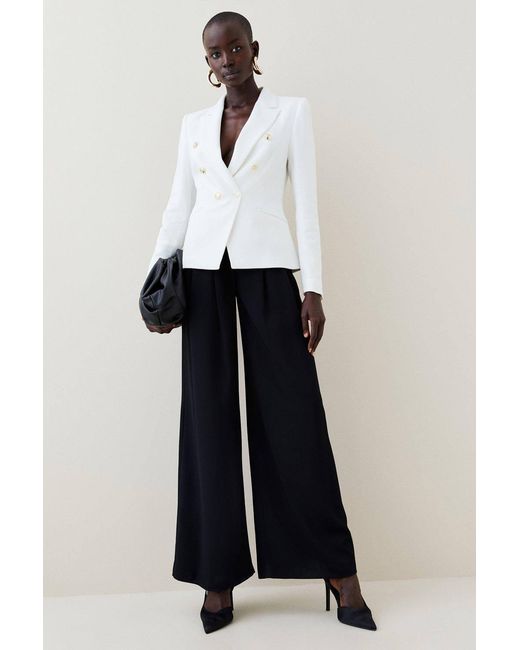 Karen Millen White Forever Tailored Button Military Blazer