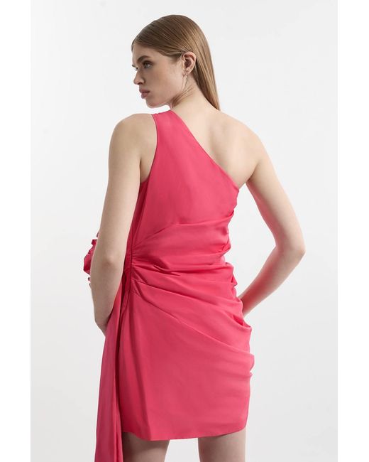 Karen Millen Taffeta Bandeau Tailored Rosette Drape Mini Dress