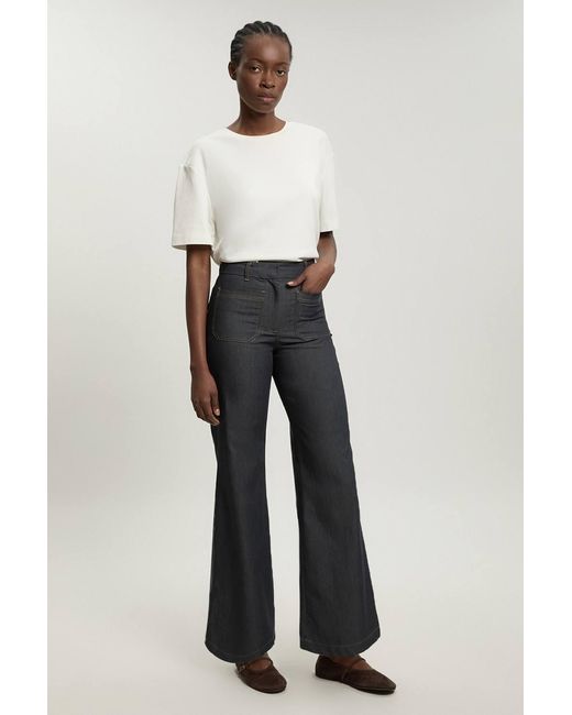 Karen Millen Blue Petite Tailored Denim Straight Leg Trouser