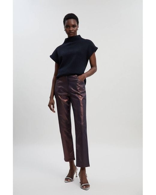 Karen Millen Blue Metallic Coated Denim Skinny Jeans