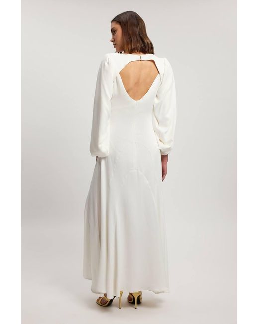 Karen Millen White Petite Satin Soft Midi Dress