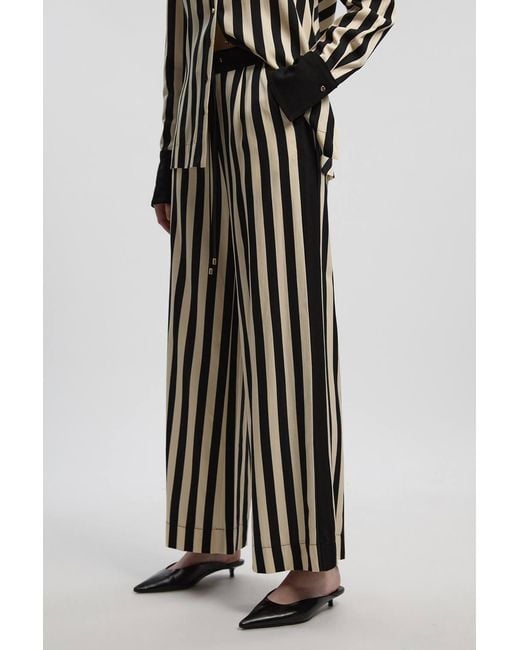 Karen Millen White Fluid Stripe Cotton Mix Woven Trouser
