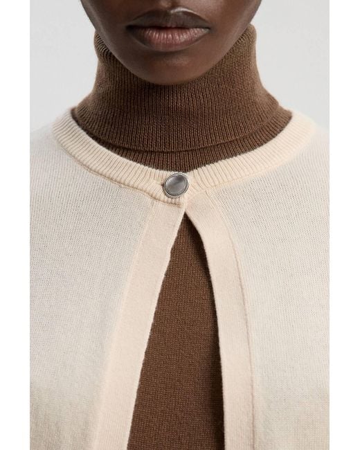 Karen Millen Natural Wool Blend Knit Cardigan Sweater