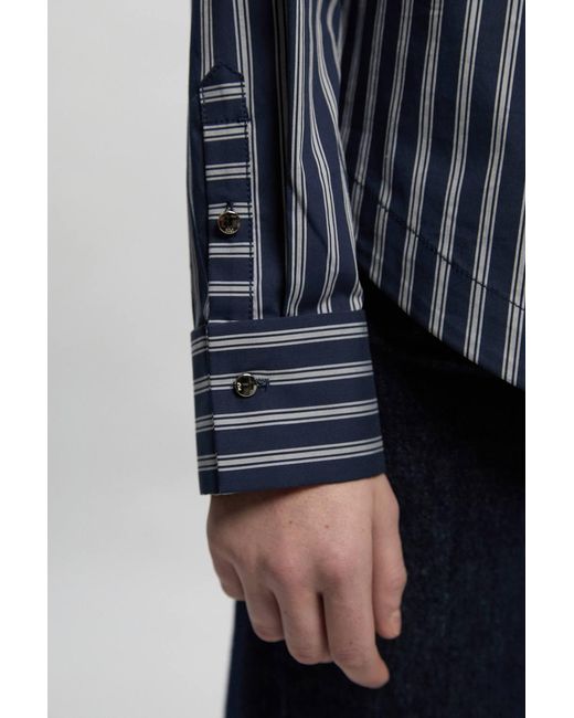 Karen Millen Blue Forever Boxy Cotton Placket Detail Woven Shirt