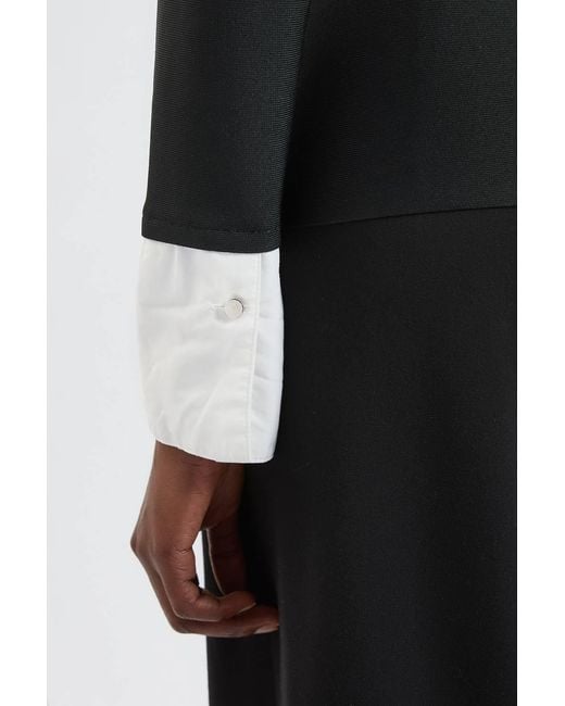 Karen Millen Black Figure Form Bandage Embellished Collar Knit Top