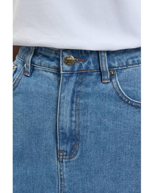 Karen Millen Blue Petite Forever Denim 5 Pocket Midi Pencil Skirt