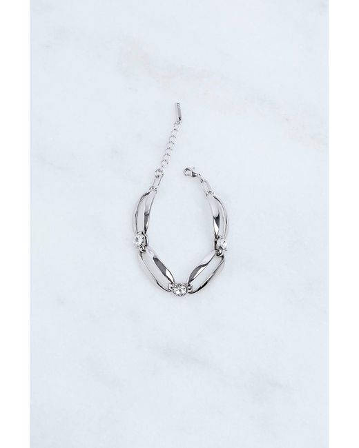 Karen Millen Blue Hand Set European Crystal Ellipse Chain Bracelet