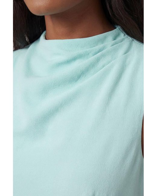 Karen Millen Blue Tailored Satin Godet Full Skirted Midi Dress