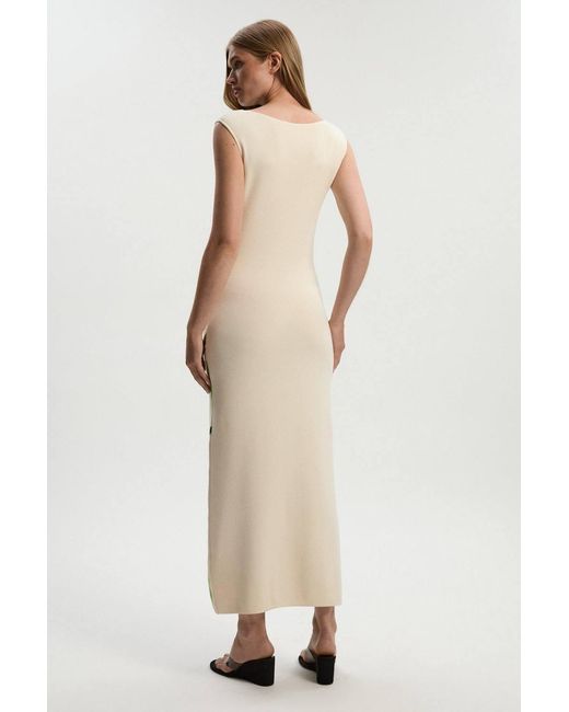 Karen Millen Green Abstract Print Knitted Maxi Dress