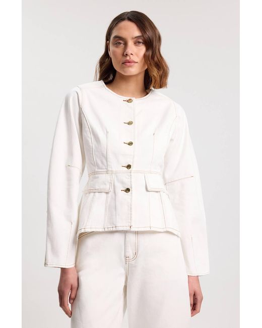 Karen Millen White Denim Peplum Jacket