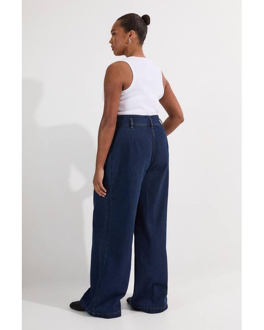 Karen Millen Blue Plus Size Denim Wide Leg Trousers