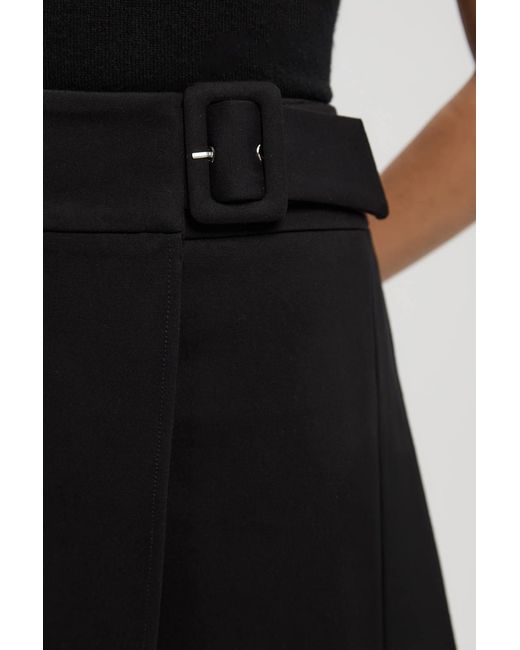 Karen Millen Black Ponte Pleat Wrap Mini Skirt