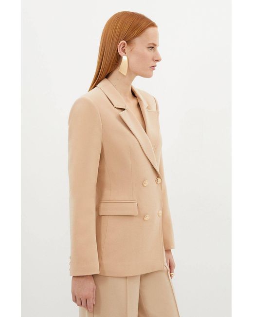 Karen Millen Natural Compact Stretch Essential Tailored Doubled Breasted Blazer